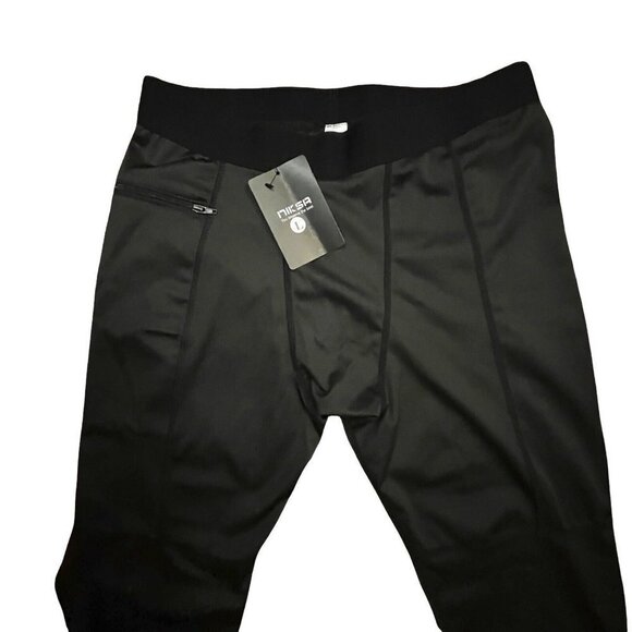 NIKSA Mens Compression Pants Workout Base Layer Large Black Cool Dry NWT - Picture 4 of 16